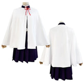 Halloweez Anime Tsuyuri Kanawo Cosplay Costume with Purple Top, Skirt, White Cloak, and Belt - Perfect for Halloween and Christmas - Halloweez